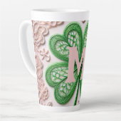 Monogram kant groene klaver St. Patrick's Day  Latte Mok (Linkerhoek)