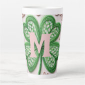 Monogram kant groene klaver St. Patrick's Day  Latte Mok (Voorkant)