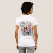 Monogram kant roze bloemenpastel kersenbloesem t-shirt (Achterkant volledig)