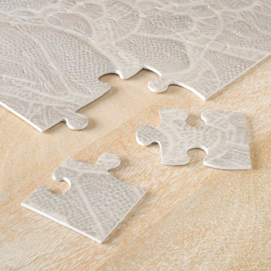 Monogram kant roze paarse magnolia bloemen legpuzzel (Zijkant)