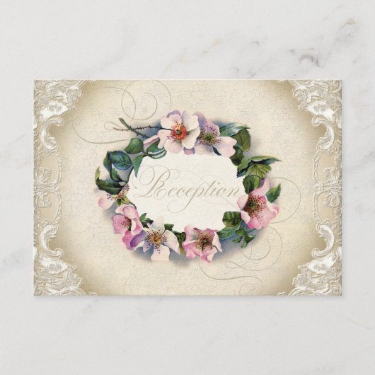  monogram kant Wilde roze roze roodroze vormig Informatiekaartje (Voorkant)