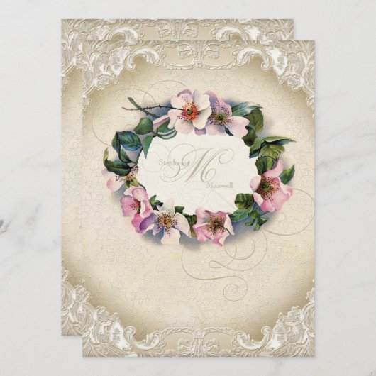 monogram kant Wilde roze roze roodroze vormig Kaart (Voorkant / Achterkant)