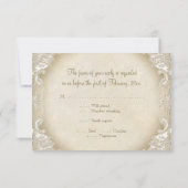 monogram kant Wilde roze roze roodroze vormig RSVP Kaartje (Achterkant)