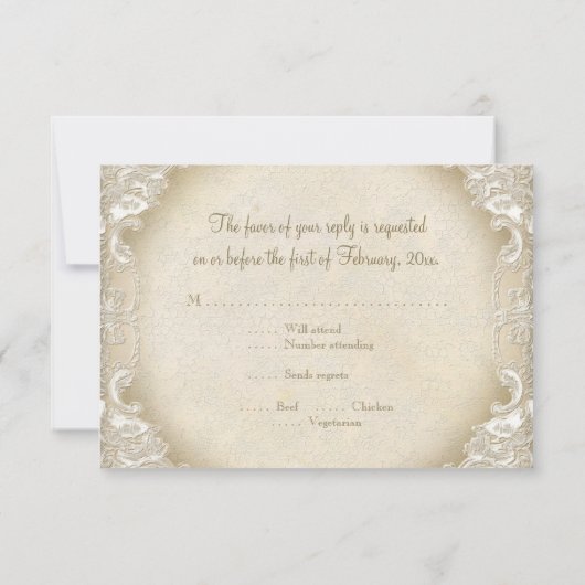 monogram kant Wilde roze roze roodroze vormig RSVP Kaartje (Achterkant)