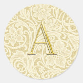 Monogram Kanten Envelopezegel Goud Ronde Sticker (Voorkant)
