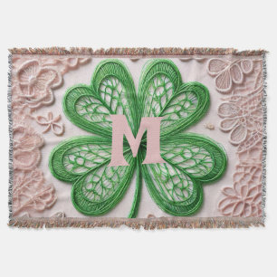 Monogram kantgroen shamrock St Patrick's day Deken
