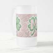 Monogram kantgroen shamrock St Patrick's day Matglas Bierpul (Voorkant links)