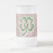 Monogram kantgroen shamrock St Patrick's day Matglas Bierpul (Center)
