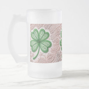 Monogram kantgroen shamrock St Patrick's day Matglas Bierpul