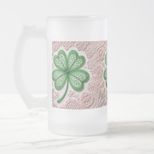 Monogram kantgroen shamrock St Patrick's day Matglas Bierpul (Links)