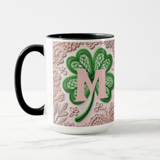 Monogram kantgroen shamrock St Patrick's day Mok (Links)