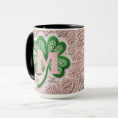 Monogram kantgroen shamrock St Patrick's day Mok (Voorkant links)