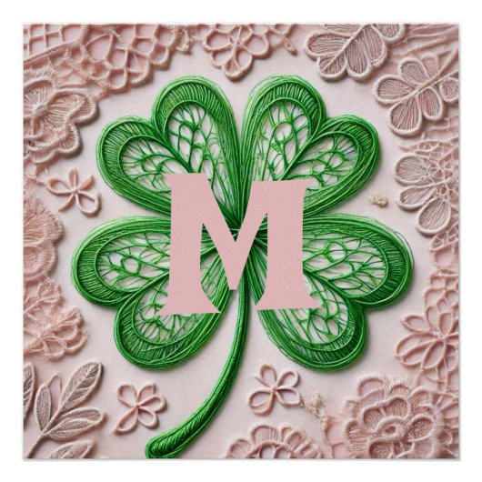 Monogram kantgroen shamrock St Patrick's day Perfect Poster (Voorkant)