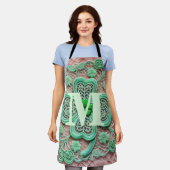 Monogram kantgroen shamrock St Patrick's day Schort (Gedragen)