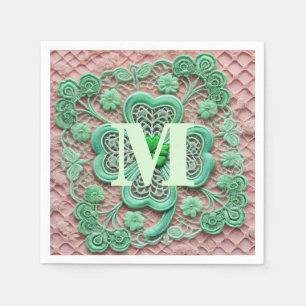 Monogram kantgroen shamrock St Patrick's day Servet
