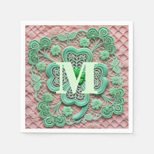 Monogram kantgroen shamrock St Patrick's day Servet (Voorkant)