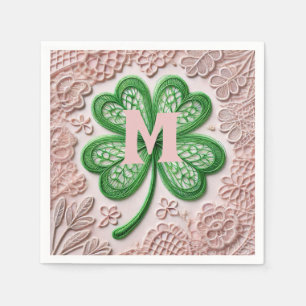 Monogram kantgroen shamrock St Patrick's day Servet