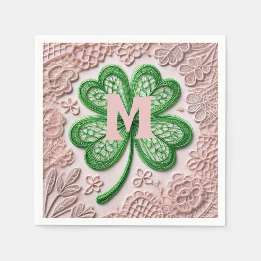 Monogram kantgroen shamrock St Patrick's day Servet (Voorkant)