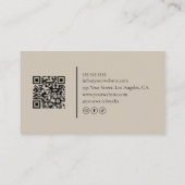 Monogram Kapper QR Code Beige Visitekaartje (Achterkant)