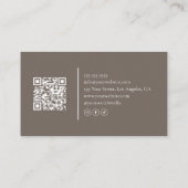 Monogram Kapper QR Code Taupe Visitekaartje (Achterkant)