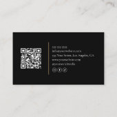 Monogram Kapper QR Code Zwart Goud Visitekaartje (Achterkant)
