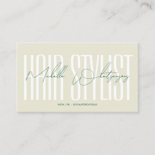 Monogram kapsalon modern script visitekaartje (Voorkant)