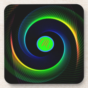 Monogram Karma Energy Abstract Spiral Bier Onderzetter