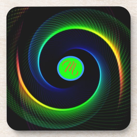 Monogram Karma Energy Abstract Spiral Bier Onderzetter (Voorkant)