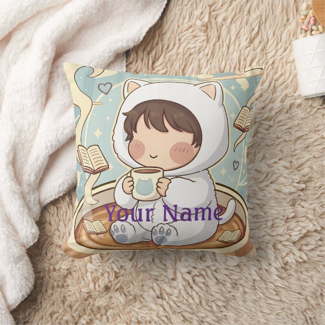 Monogram Kat Kussen Hoes Lezen Hoek Decoratie (Deken)