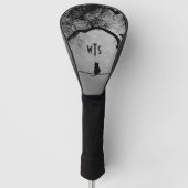 Monogram Kat op een Draad Volle Maan Golfheadcover (Voorkant)