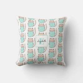 Monogram Kat Patroon Naam Baby Kussen