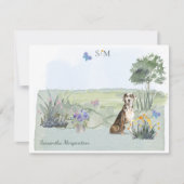 Monogram katahoula Hound Dog Butterfly en naam  Notitiekaartje (Voorkant)
