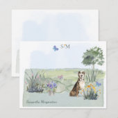 Monogram katahoula Hound Dog Butterfly en naam Notitiekaartje (Voorkant / Achterkant)