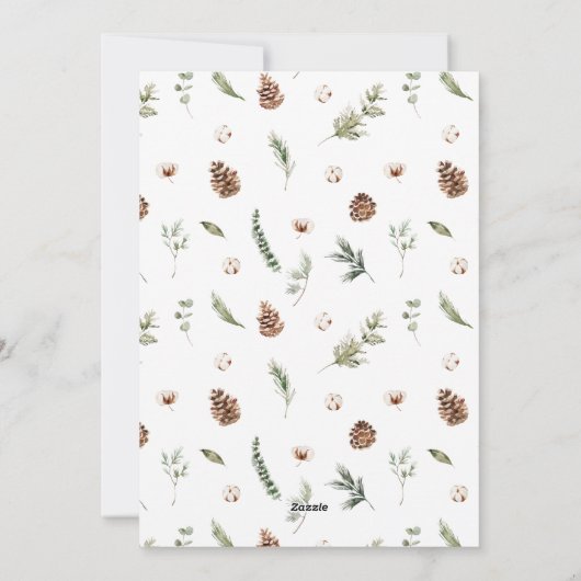 Monogram Katoen Groene Krans Prettig Kerstfeest Ho Feestdagenkaart (Achterkant)