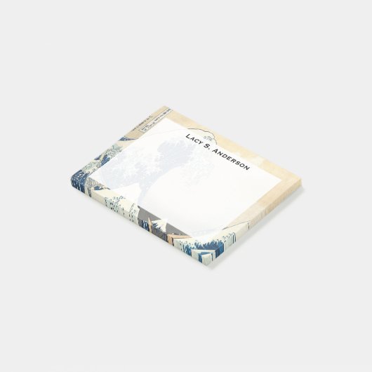 Monogram Katsushika Hokusai, Grote golf Kanagawa Post-it® Notes (Schuin)