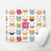 Monogram Katten Thee Cups Koffie Mokken Girly Patr Muismat (Met muis)