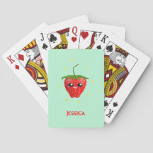Monogram kawaii aardbeien fruit op turkoois