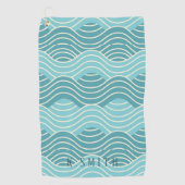 Monogram Kawaii Cute Blue Water Wave Pattern Golfhanddoek (Voorkant)