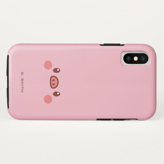 Monogram. Kawaii Cute Emoji Piggy. Case-Mate iPhone Case (Achterkant (horizontaal))