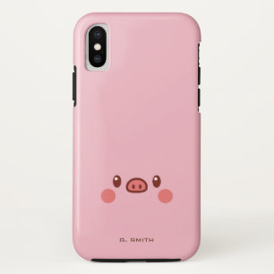 Monogram. Kawaii Cute Emoji Piggy. Case-Mate iPhone Case