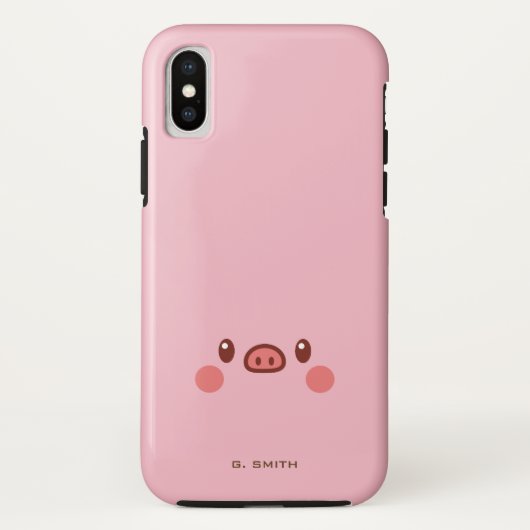Monogram. Kawaii Cute Emoji Piggy. Case-Mate iPhone Case (Achterkant)