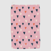 Monogram Kawaii Cute Hearts Pattern Golfhanddoek (Voorkant)