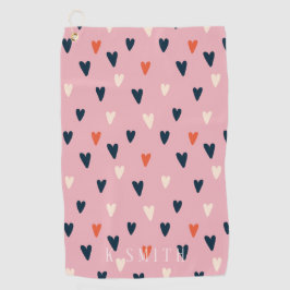 Monogram Kawaii Cute Hearts Pattern Golfhanddoek