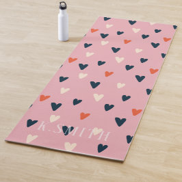 Monogram Kawaii Cute Hearts Pattern Yogamat