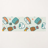 Monogram Kawaii Cute Japanese Sushi Pattern Yogamat (Voorkant (horizontaal))