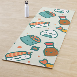 Monogram Kawaii Cute Japanese Sushi Pattern Yogamat
