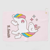 Monogram. Kawaii Cute Magical Unicorn. Golfhanddoek (Horizontaal)