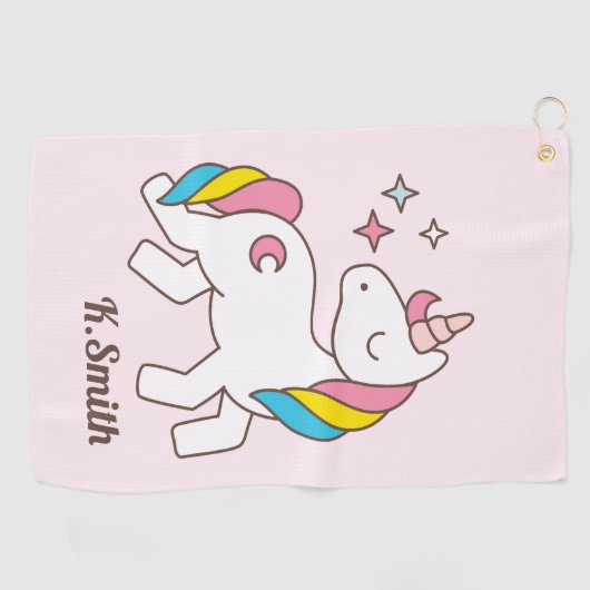 Monogram. Kawaii Cute Magical Unicorn. Golfhanddoek (Horizontaal)