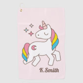Monogram. Kawaii Cute Magical Unicorn. Golfhanddoek (Voorkant)