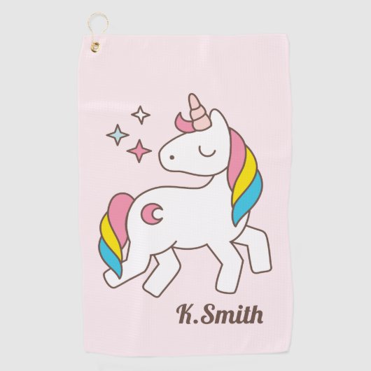 Monogram. Kawaii Cute Magical Unicorn. Golfhanddoek (Voorkant)